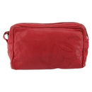 LOEWE Anagram Shoulder Bag Leather Red Gold Auth 154507-13