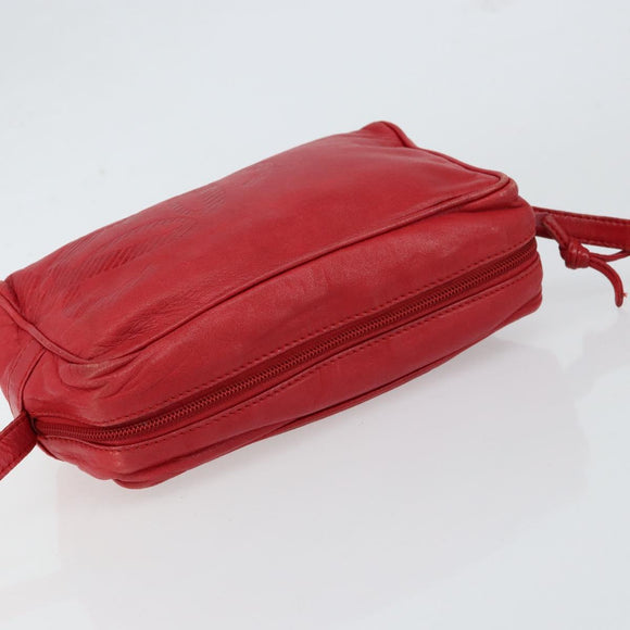 LOEWE Anagram Shoulder Bag Leather Red Gold Auth 154507