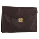 CELINE Clutch Bag Leather Brown Gold Auth 154509-1