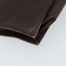 CELINE Clutch Bag Leather Brown Gold Auth 154509-11