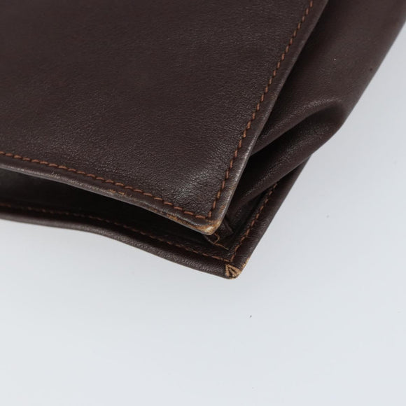 CELINE Clutch Bag Leather Brown Gold Auth 154509