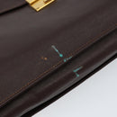CELINE Clutch Bag Leather Brown Gold Auth 154509-12