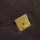 CELINE Clutch Bag Leather Brown Gold Auth 154509-13
