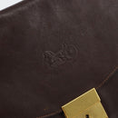 CELINE Clutch Bag Leather Brown Gold Auth 154509-14