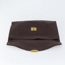 CELINE Clutch Bag Leather Brown Gold Auth 154509-15