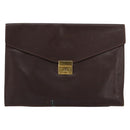 CELINE Clutch Bag Leather Brown Gold Auth 154509-2