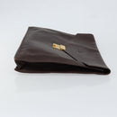 CELINE Clutch Bag Leather Brown Gold Auth 154509-4