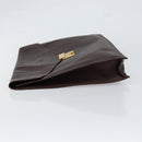 CELINE Clutch Bag Leather Brown Gold Auth 154509-5