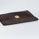 CELINE Clutch Bag Leather Brown Gold Auth 154509-6