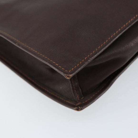 CELINE Clutch Bag Leather Brown Gold Auth 154509