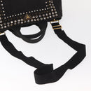 PRADA Studs Canapa GM Hand Bag Canvas 2way Black Gold Auth 154510-10