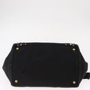 PRADA Studs Canapa GM Hand Bag Canvas 2way Black Gold Auth 154510-12