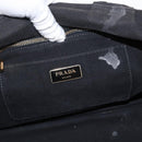 PRADA Studs Canapa GM Hand Bag Canvas 2way Black Gold Auth 154510-18
