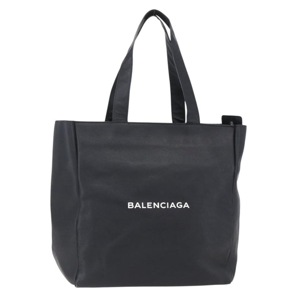 BALENCIAGA Tote Bag Leather Black Silver Auth 154511