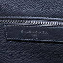 BALENCIAGA Tote Bag Leather Black Silver Auth 154511-18