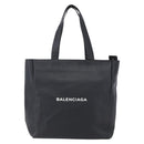 BALENCIAGA Tote Bag Leather Black Silver Auth 154511-13