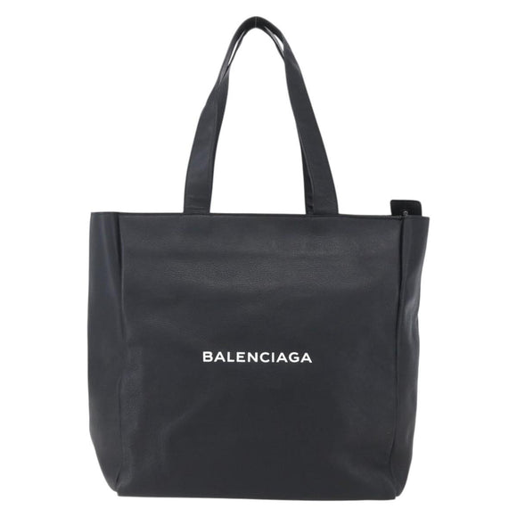 BALENCIAGA Tote Bag Leather Black Silver Auth 154511