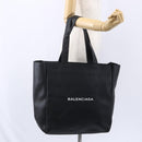 BALENCIAGA Tote Bag Leather Black Silver Auth 154511-21