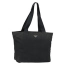 PRADA Hand Bag Nylon Black Silver Auth 154512-1