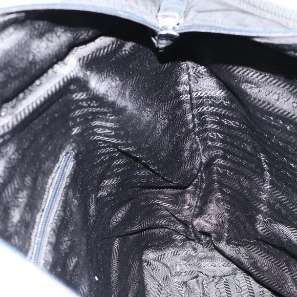 PRADA Hand Bag Nylon Black Silver Auth 154512