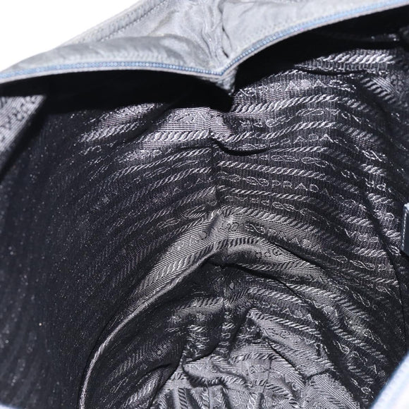 PRADA Hand Bag Nylon Black Silver Auth 154512