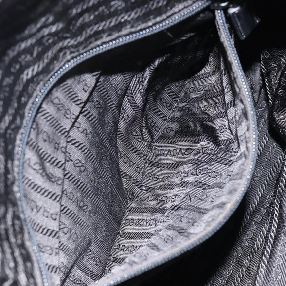 PRADA Hand Bag Nylon Black Silver Auth 154512