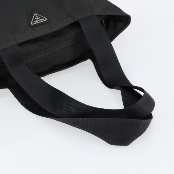 PRADA Hand Bag Nylon Black Silver Auth 154512