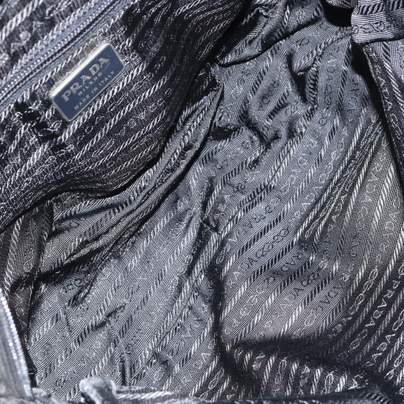 PRADA Hand Bag Nylon Black Silver Auth 154513
