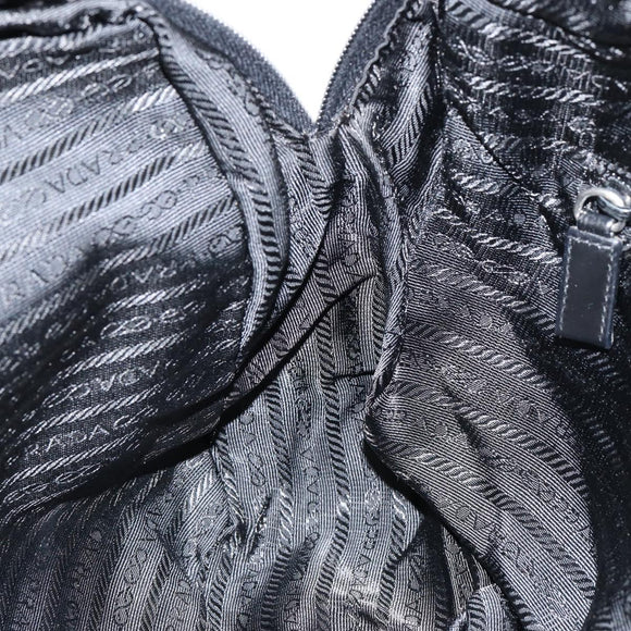 PRADA Hand Bag Nylon Black Silver Auth 154513