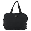 PRADA Hand Bag Nylon Black Silver Auth 154513-2