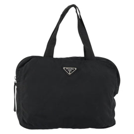 PRADA Hand Bag Nylon Black Silver Auth 154513 - 0
