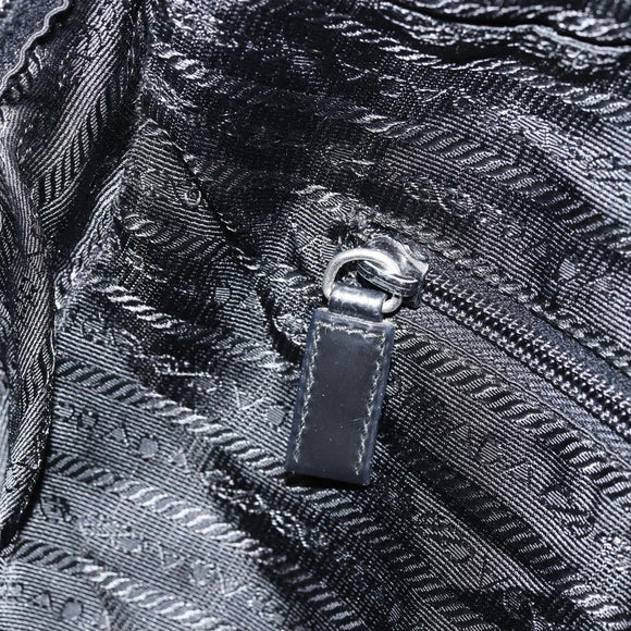 PRADA Hand Bag Nylon Black Silver Auth 154513