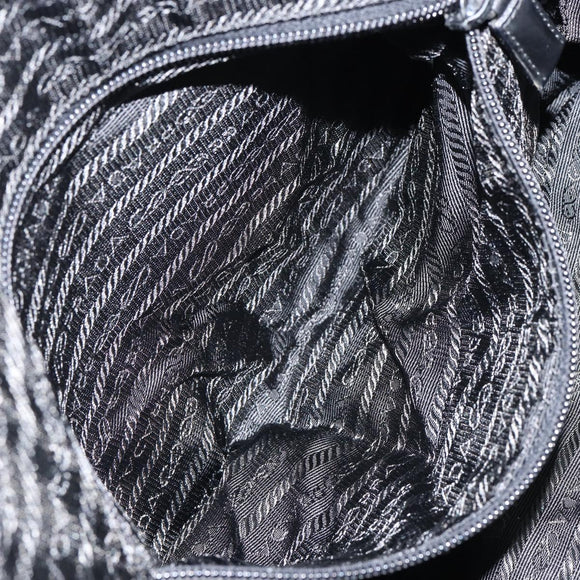 PRADA Hand Bag Nylon Black Silver Auth 154513
