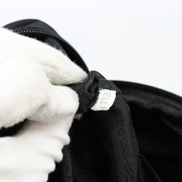 PRADA Hand Bag Nylon Black Silver Auth 154513