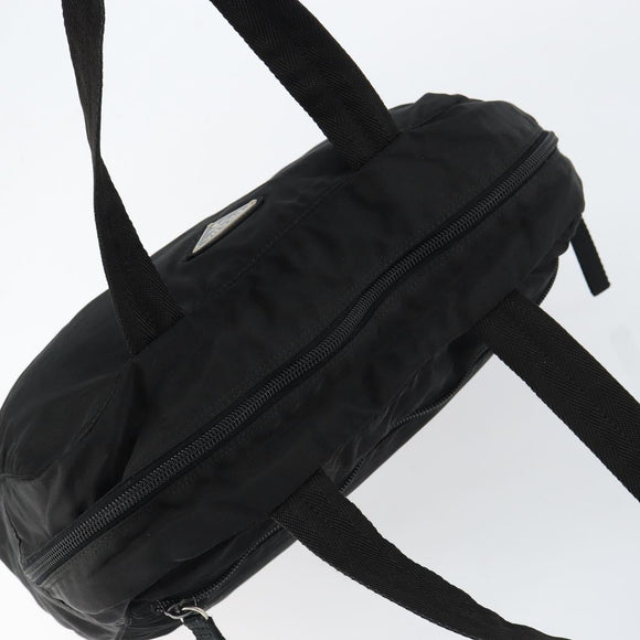 PRADA Hand Bag Nylon Black Silver Auth 154513