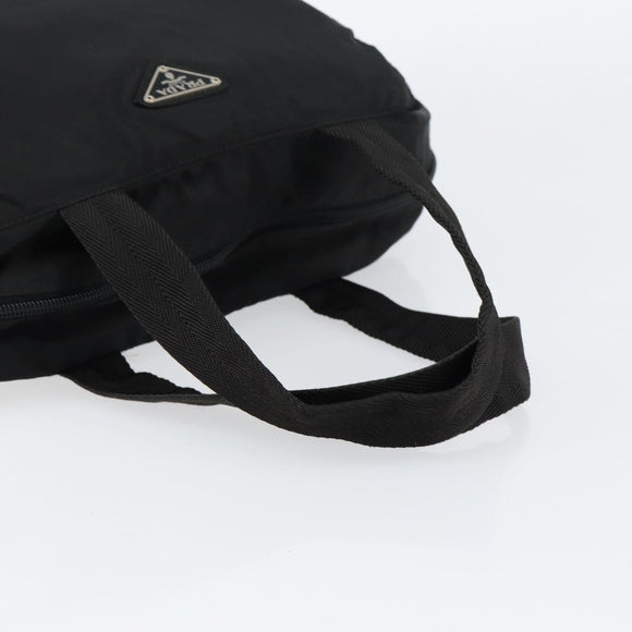 PRADA Hand Bag Nylon Black Silver Auth 154513