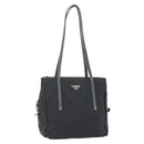 PRADA Hand Bag Nylon Black Silver Auth 154514-1