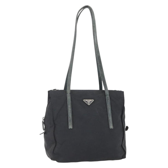 PRADA Hand Bag Nylon Black Silver Auth 154514