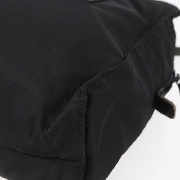 PRADA Hand Bag Nylon Black Silver Auth 154514