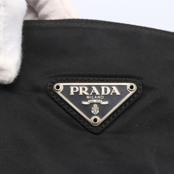 PRADA Hand Bag Nylon Black Silver Auth 154514