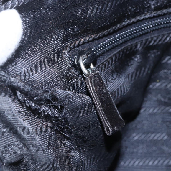 PRADA Hand Bag Nylon Black Silver Auth 154514