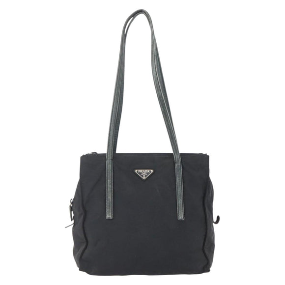 PRADA Hand Bag Nylon Black Silver Auth 154514