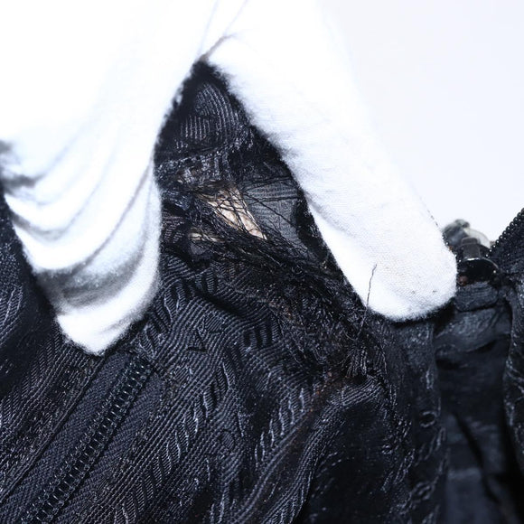 PRADA Hand Bag Nylon Black Silver Auth 154514