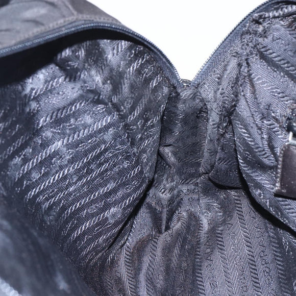 PRADA Hand Bag Nylon Black Silver Auth 154514