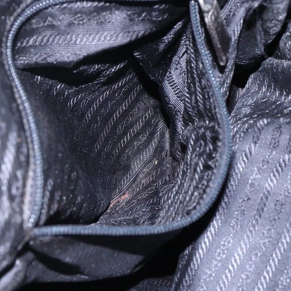PRADA Hand Bag Nylon Black Silver Auth 154514