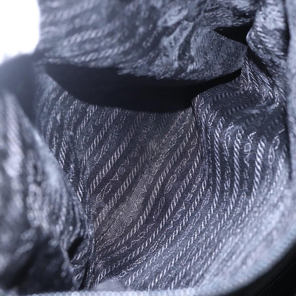 PRADA Hand Bag Nylon Black Silver Auth 154514