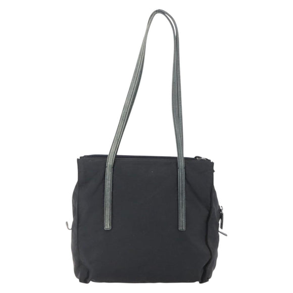PRADA Hand Bag Nylon Black Silver Auth 154514