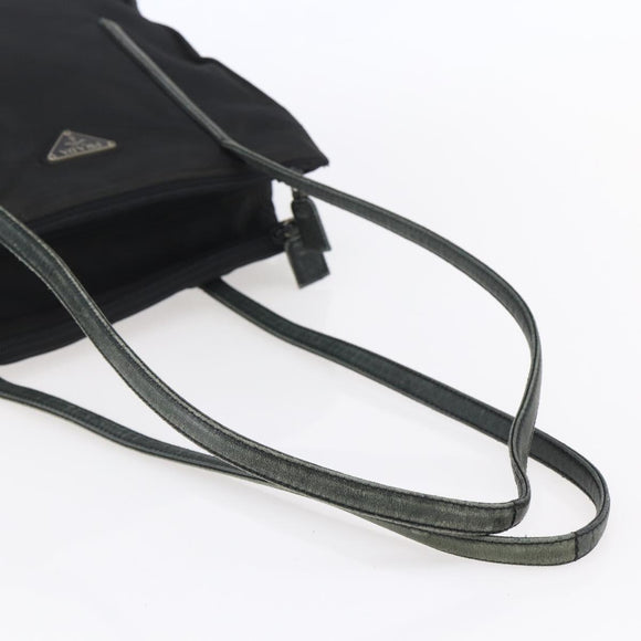 PRADA Hand Bag Nylon Black Silver Auth 154514