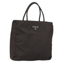 PRADA Hand Bag Nylon Brown Silver Auth 154516-1