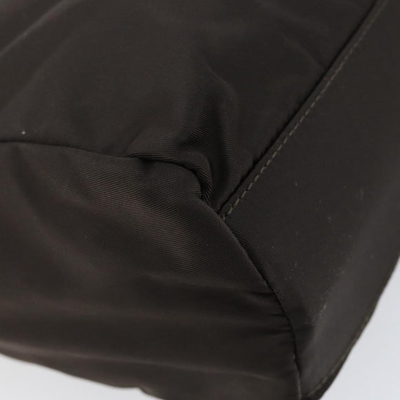 PRADA Hand Bag Nylon Brown Silver Auth 154516